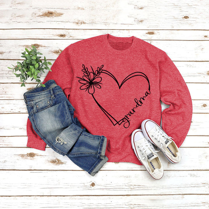 Long Sleeve Grandma Printed Loose Sweater