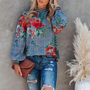women's printed long sleeve loose shirt, view 4 - MRSLM