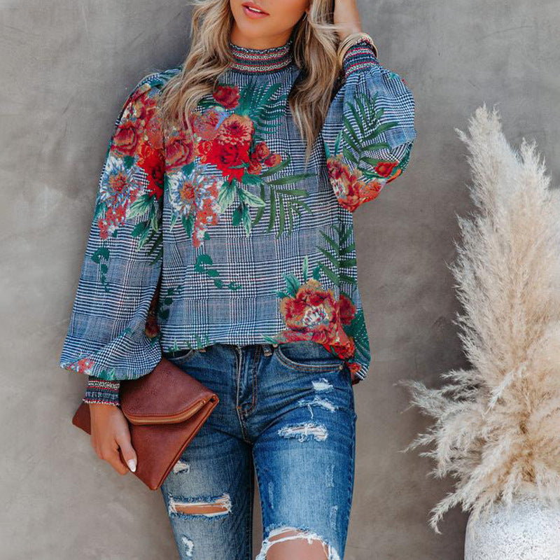women's printed long sleeve loose shirt, view 4 - MRSLM