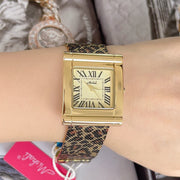 Women's leopard print mesh belt square watch, view 2 - MRSLM
