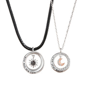 silver sun and moon circle necklace, view 3 - MRSLM