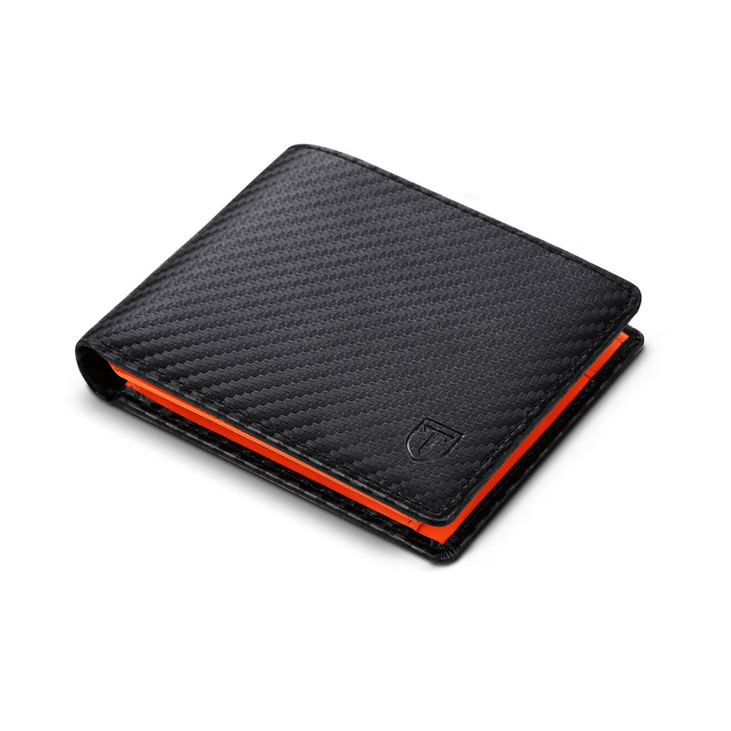 men's carbon fiber leather trifold wallet, view 2 - MRSLM