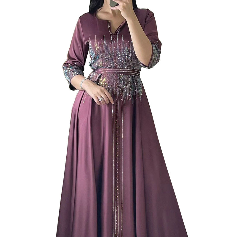 lace-up rhinestone long dress, view 7 - MRSLM