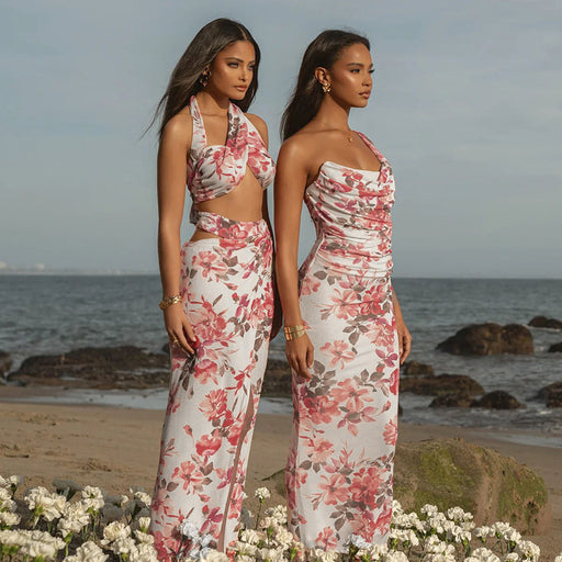 printed one-shoulder long dress - MRSLM