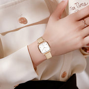 Square rose gold watch with leather strap, view 8 - MRSLM