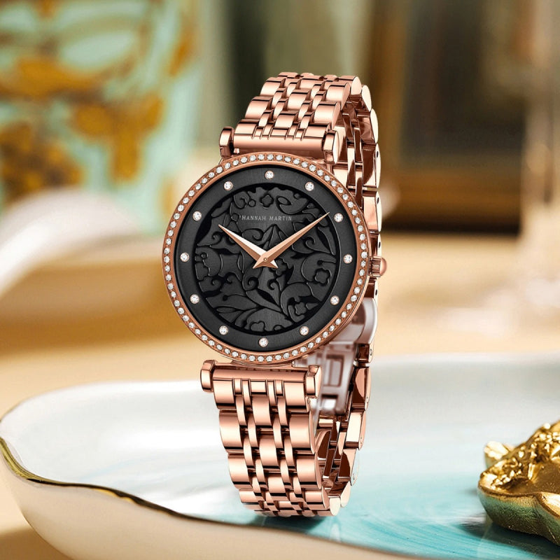 women's 3D dial stainless steel quartz watch, view 7 - MRSLM