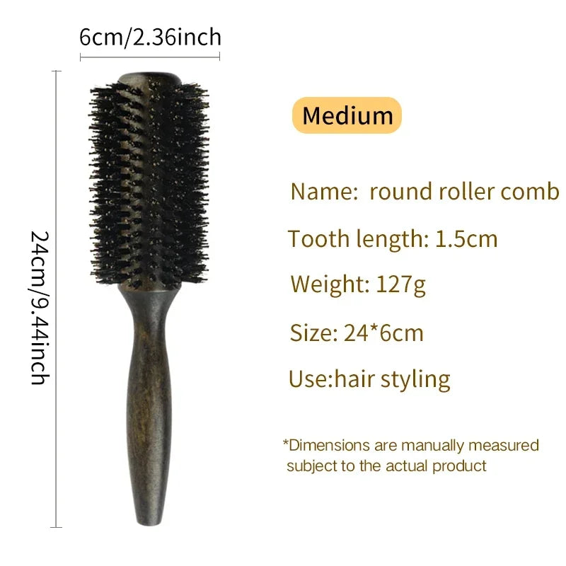 boar bristle round hair brush, view 4 - MRSLM