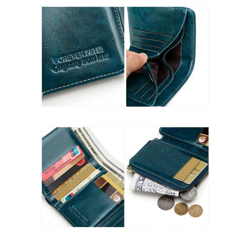 retro pu leather short wallet, view 11 - MRSLM