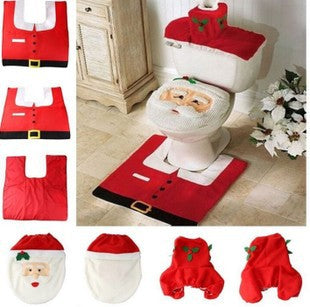 Christmas toilet seat cover and rug bathroom set, view 4 - MRSLM