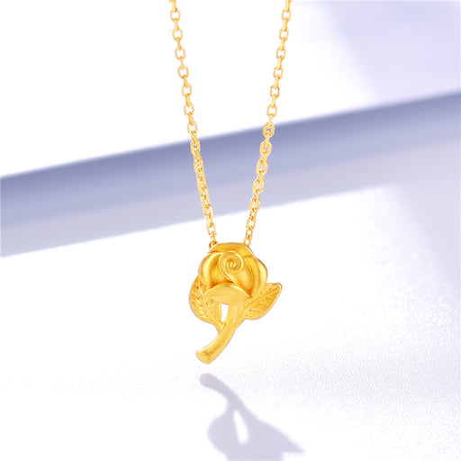 women's gold rose pendant necklace - MRSLM