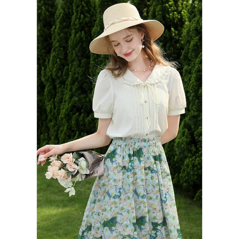 lace-up collar blouse, view 2 - MRSLM