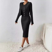 front button cropped top and dress set, view 4 - MRSLM