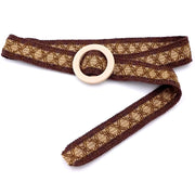 Boho crochet lace belt with wooden buckle, view 6 - MRSLM