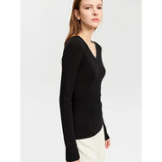 autumn slim v-neck wool sweater, view 4 - MRSLM