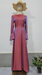 glitter satin swing dress, view 5 - MRSLM
