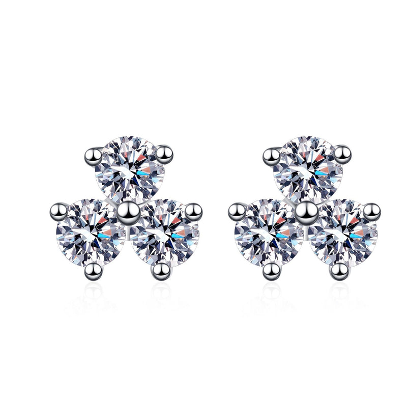 sterling silver moissanite clover earrings, view 4 - MRSLM