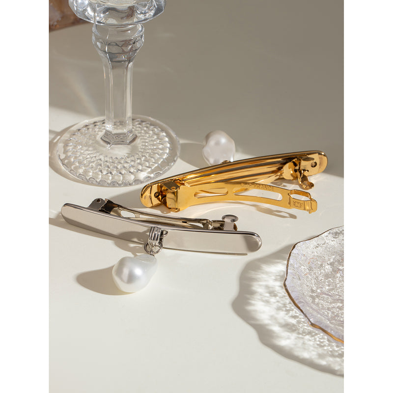 18k gold plated pearl hair clip, view 6 - MRSLM
