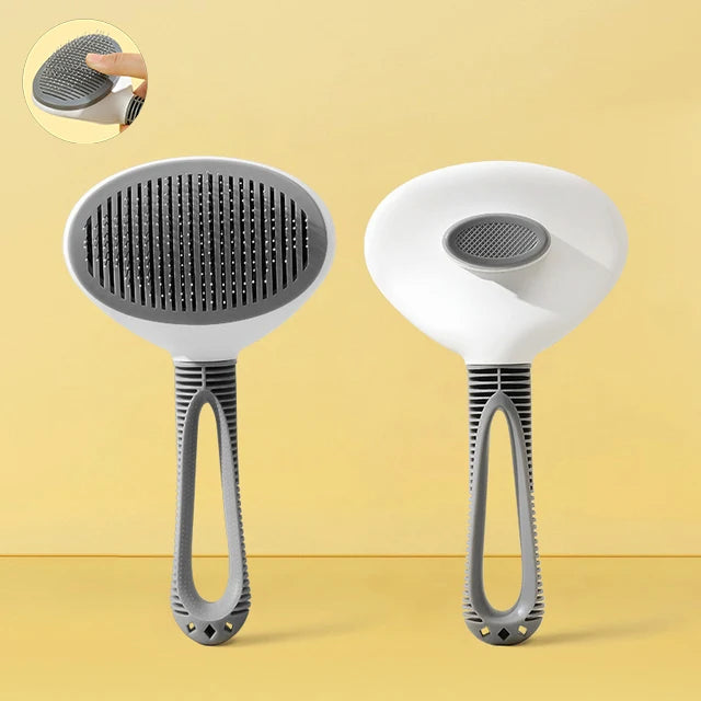 self-cleaning pet grooming brush, view 3 - MRSLM