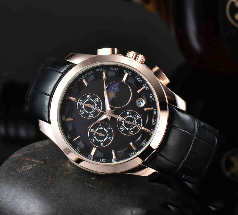 men's six-hand calendar quartz watch, view 6 - MRSLM