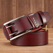 men's 4CM leather belt double pin buckle, view 10 - MRSLM