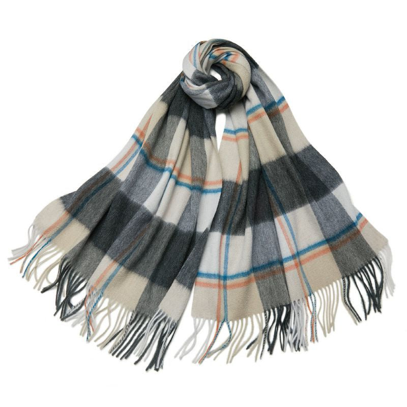 elegant plaid wool shawl, view 6 - MRSLM