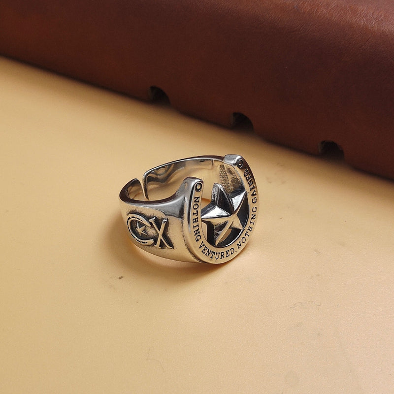 S925 sterling silver pentagram ring, view 3 - MRSLM
