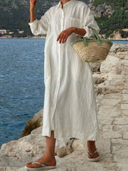 loose long sleeve shirt dress, view 3 - MRSLM