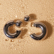 chunky geometric c-shaped earrings, view 4 - MRSLM