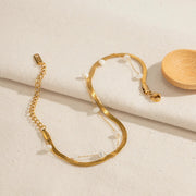 shell bead snake chain anklet, view 4 - MRSLM