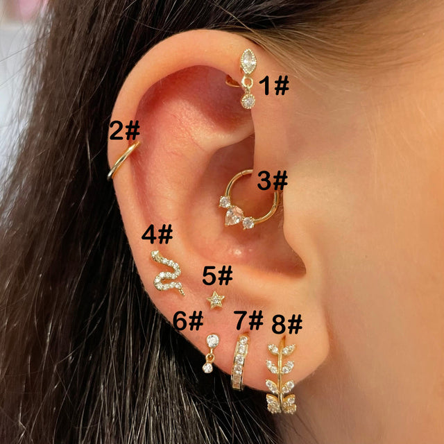 women's zircon pierced earrings, view 6 - MRSLM