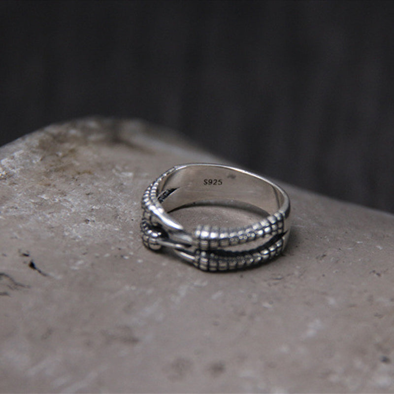 men's silver dragon claw ring, view 3 - MRSLM