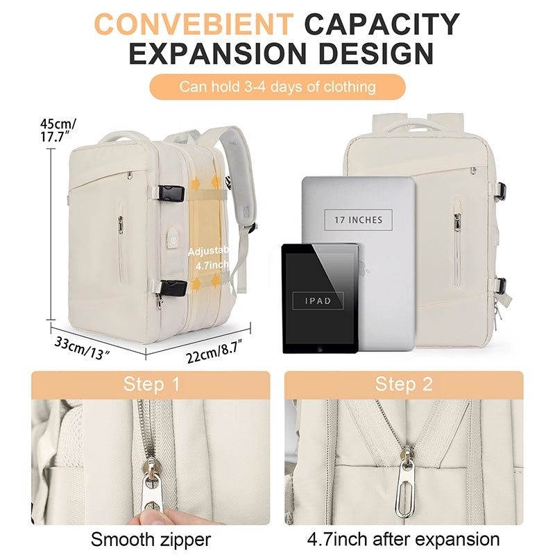 expandable travel laptop backpack, view 10 - MRSLM