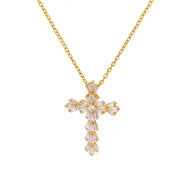 cubic zirconia cross pendant necklace, view 2 - MRSLM