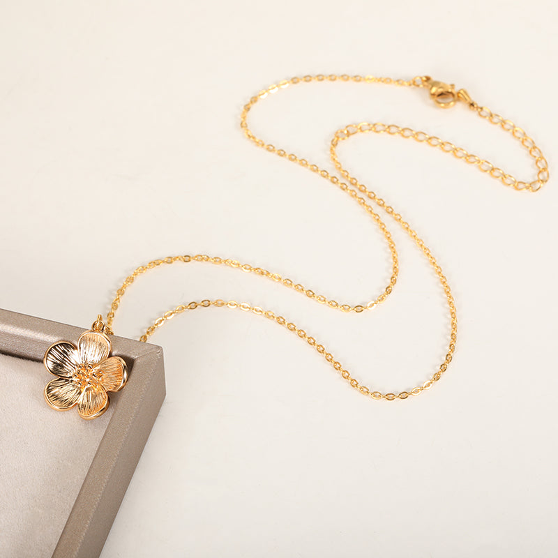 elegant floral stainless steel necklace, view 8 - MRSLM
