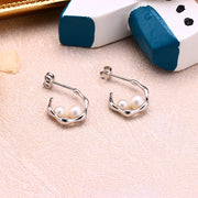 natural pearl geometric stud earrings, view 5 - MRSLM