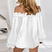 Ruffled off-shoulder long sleeve top, view 3 - MRSLM