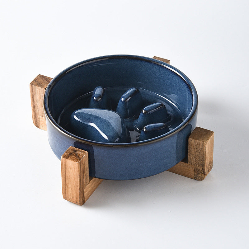 slow feed ceramic pet bowl, view 2 - MRSLM
