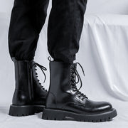 men's vintage leather ankle boots, black, view 6 - MRSLM