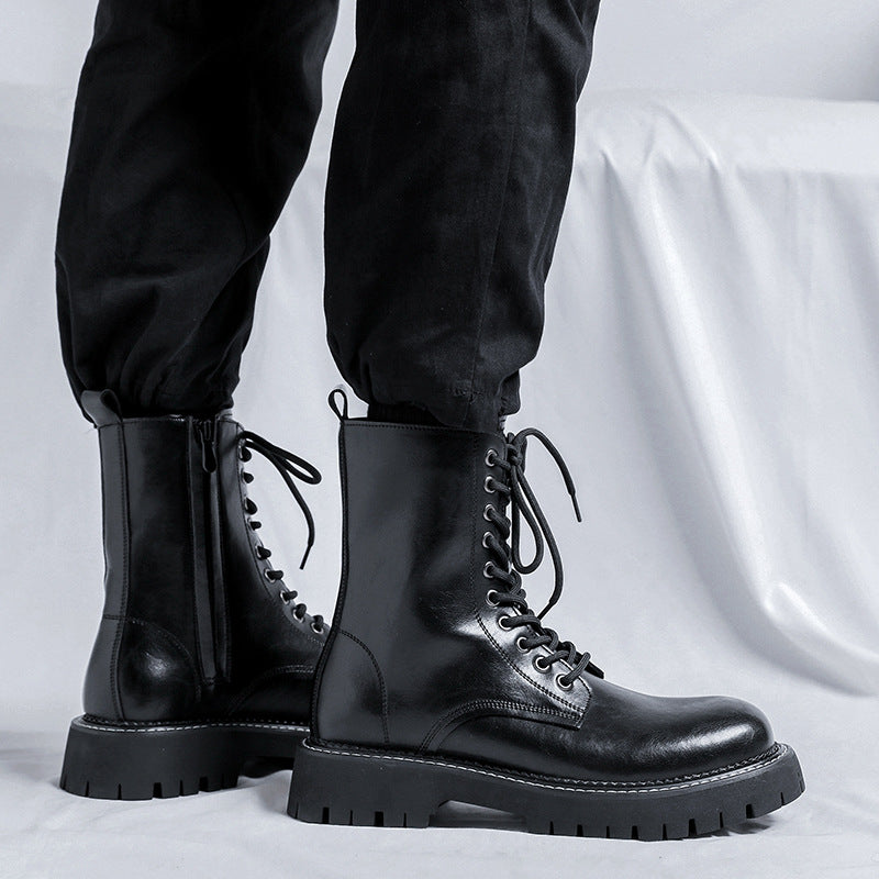 men's vintage leather ankle boots, black, view 6 - MRSLM