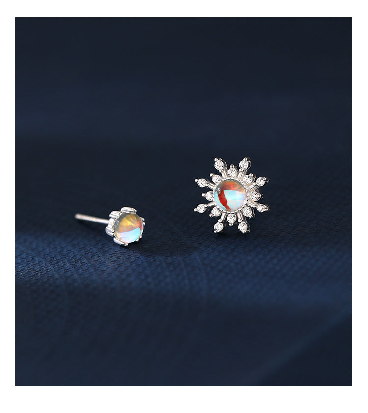 925 Sterling Silver Sun Earrings Female