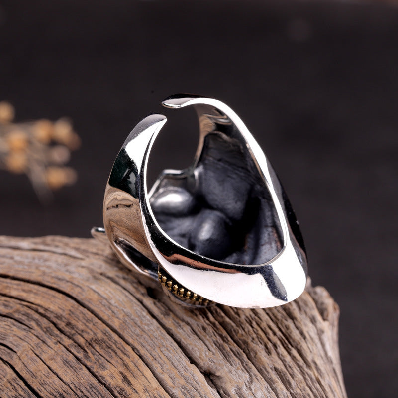 men's hip hop s925 silver sheriff star ring, view 2 - MRSLM