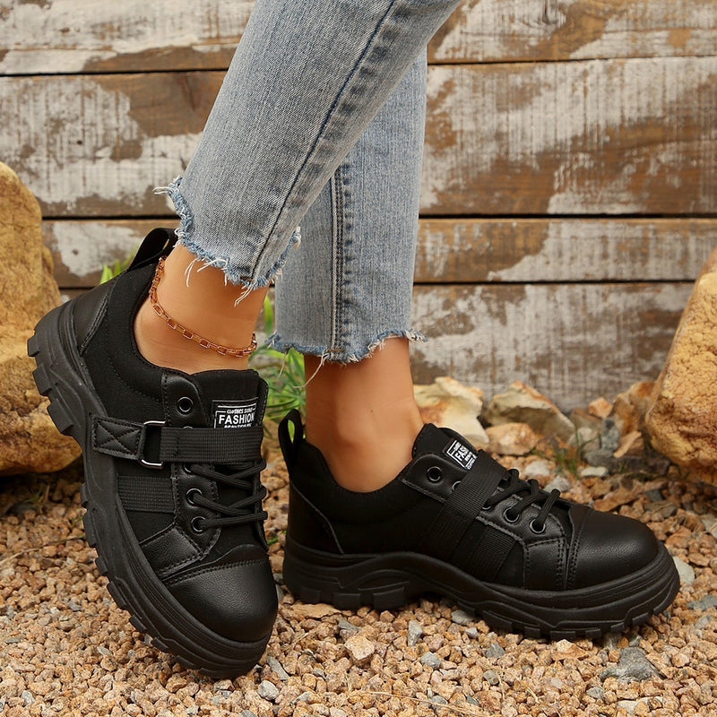 Hook design lace-up sneakers, view 3 - MRSLM