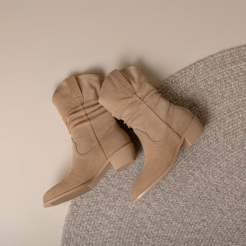 women's suede pointy toe ankle boots, view 9 - MRSLM