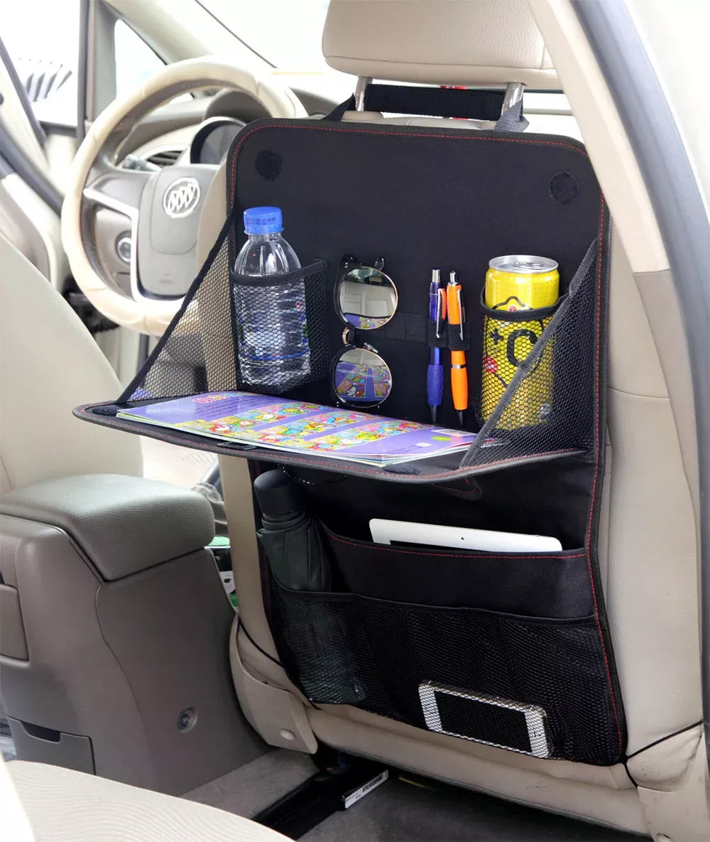 Universal Car Seat Back Organizer with Foldable Dining Tray