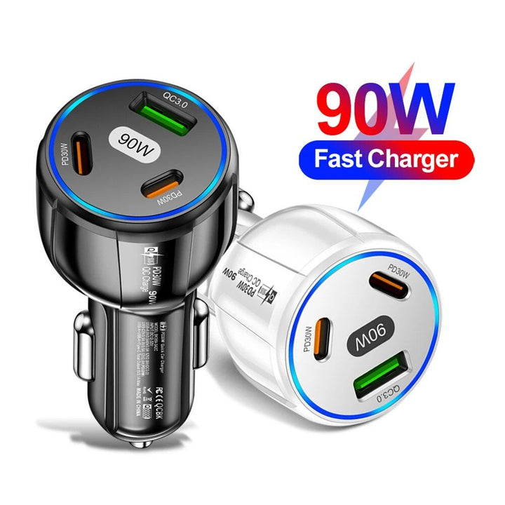 3-Port 90W Fast Car Charger