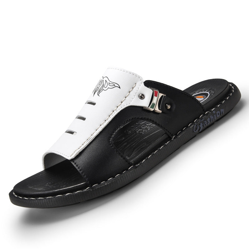 men's casual leather flip flops, view 4 - MRSLM