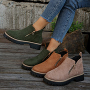 Women's suede chunky side-zip ankle boots, view 9 - MRSLM