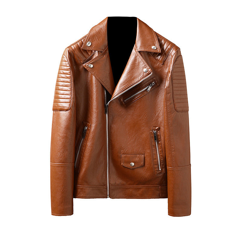 Men's biker PU leather jacket, view 5 - MRSLM