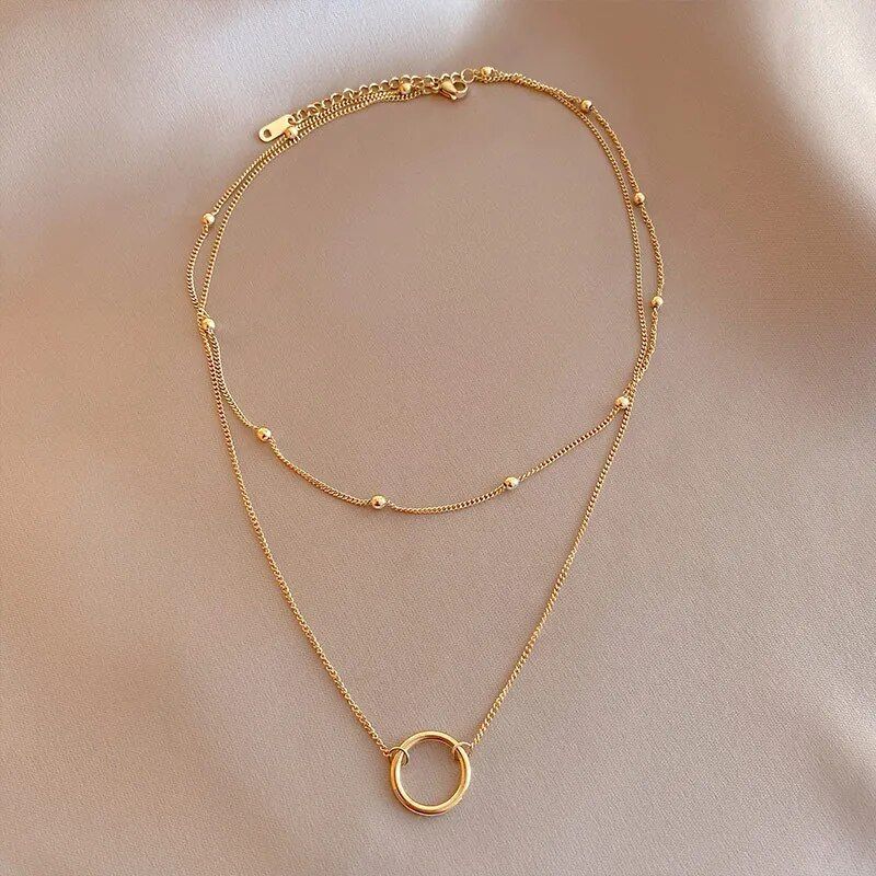 double layer pendant necklace, view 4 - MRSLM