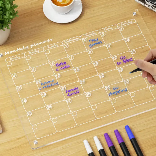 Clear acrylic magnetic fridge calendar board - MRSLM